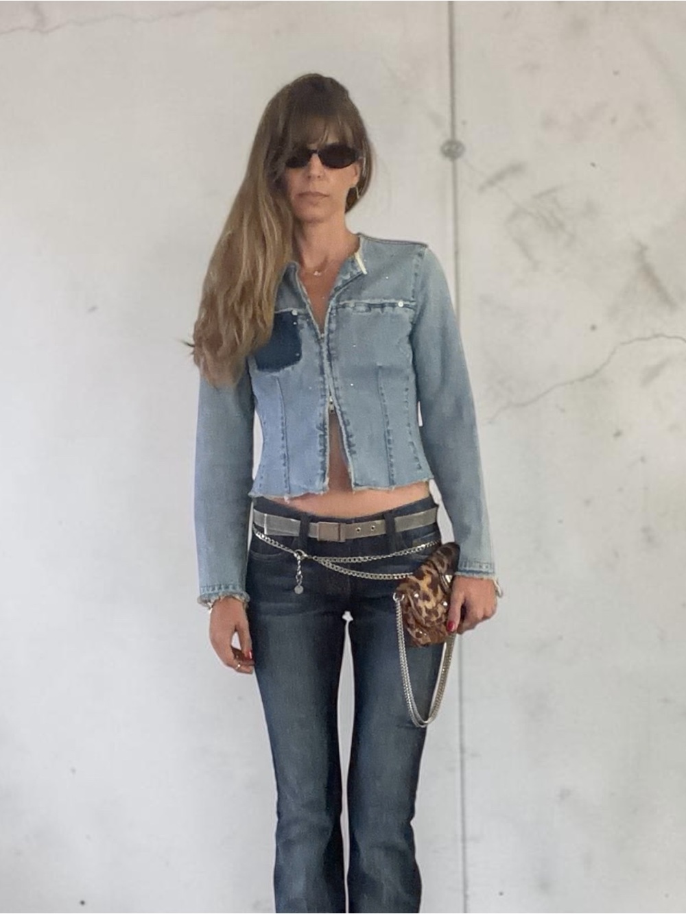 Vintage - Express Jewel Studded Blue Jean Jacket - Size S